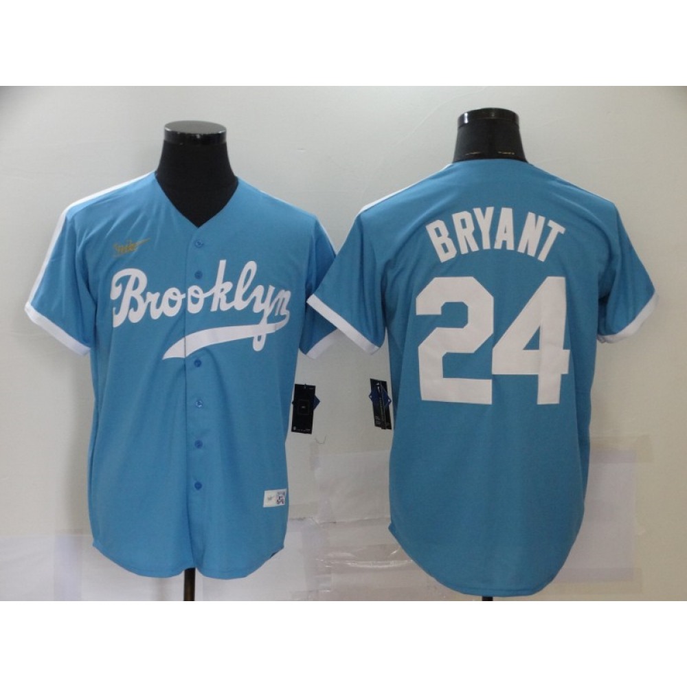 Men's Los Angeles Dodgers #24 Kobe Bryant Throwback Blue Cool Base Stitched Jersey 1
