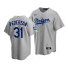 Men's Los Angeles Dodgers #31 Joc Pederson Grey 2020 World Series Champions Home Patch Stitched Jersey
