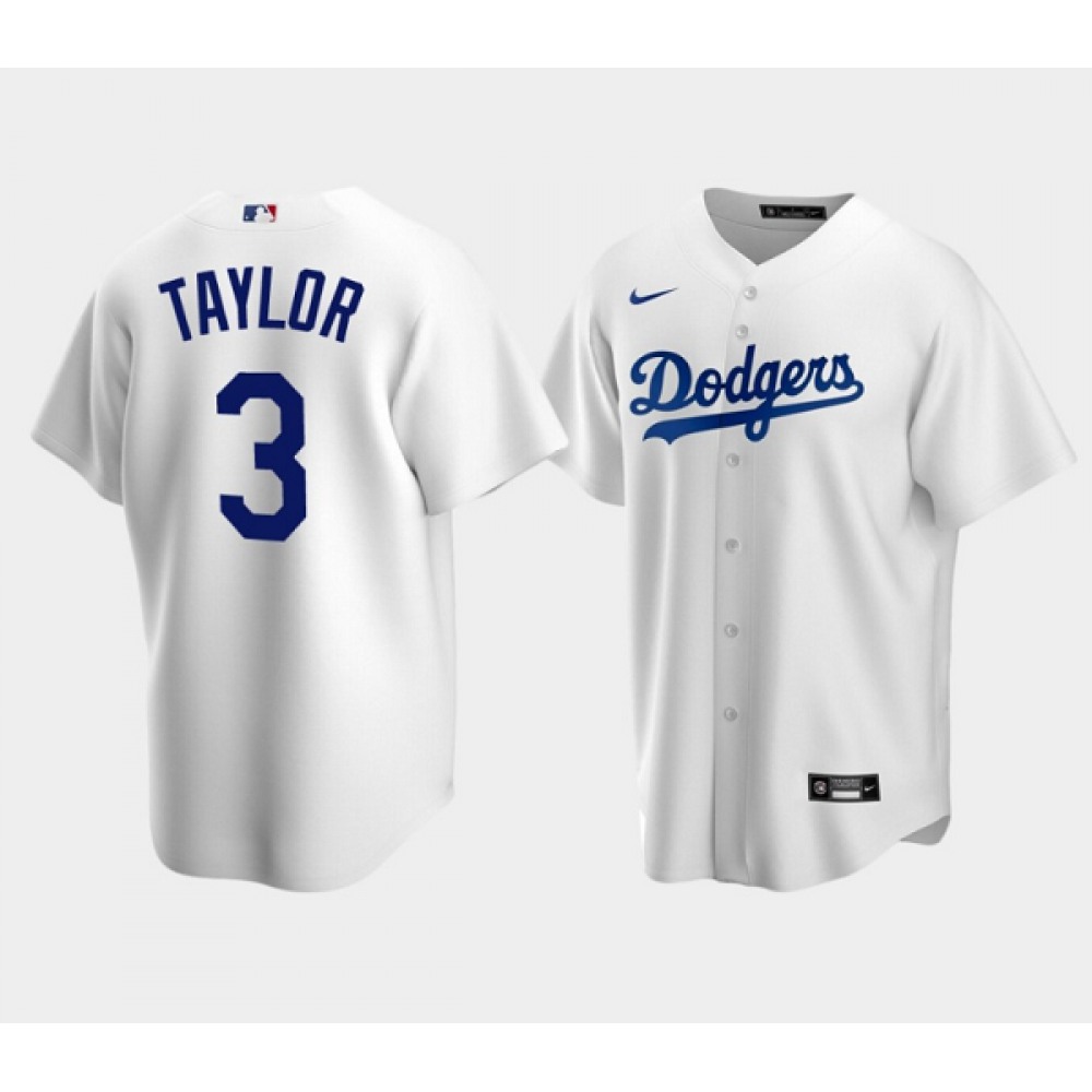 Men's Los Angeles Dodgers #3 Chris Taylor White Cool Base Stitched Baseball Jersey 1