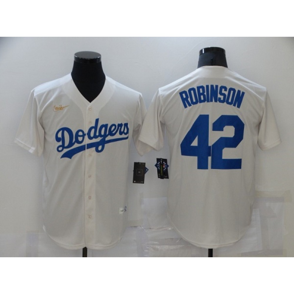 Men's Los Angeles Dodgers #42 Jackie Robinson White Throwback Cool Base Stitched Jersey 1