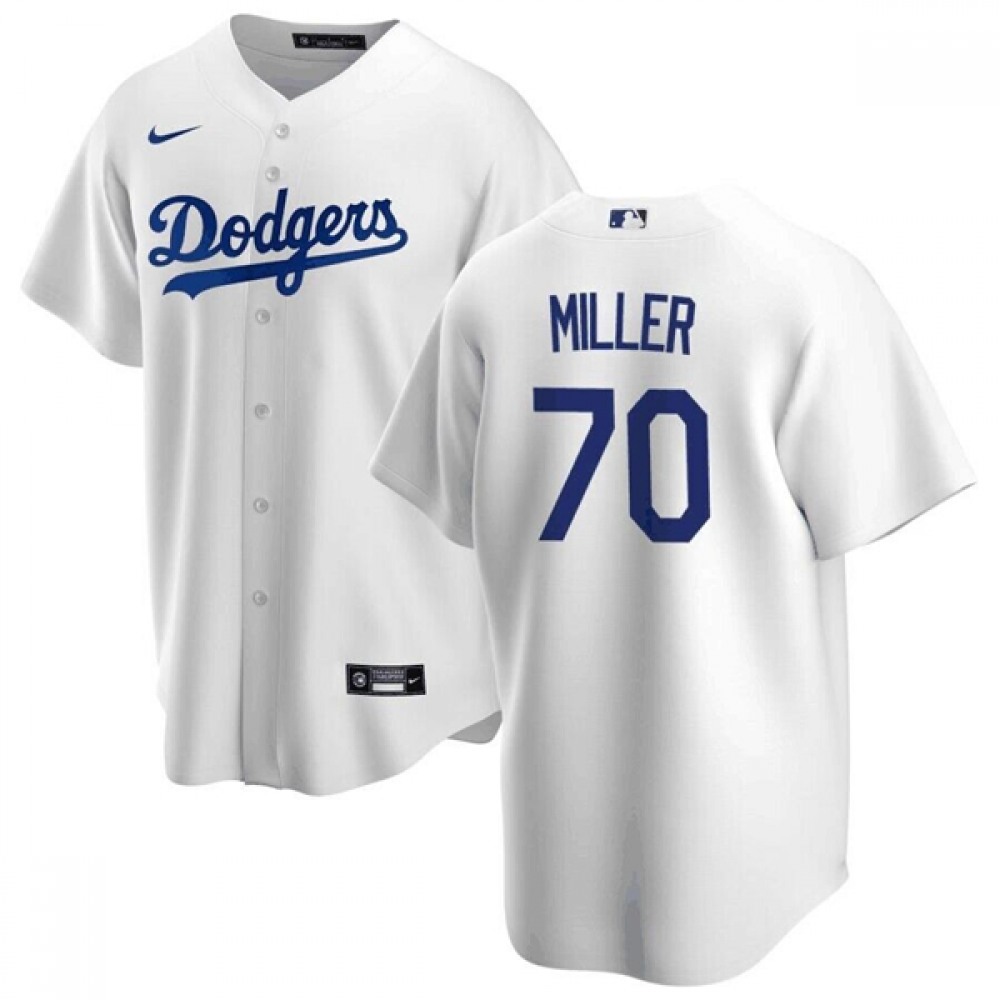 Men's Los Angeles Dodgers #70 Bobby Miller White Cool Base Stitched Baseball Jersey 1
