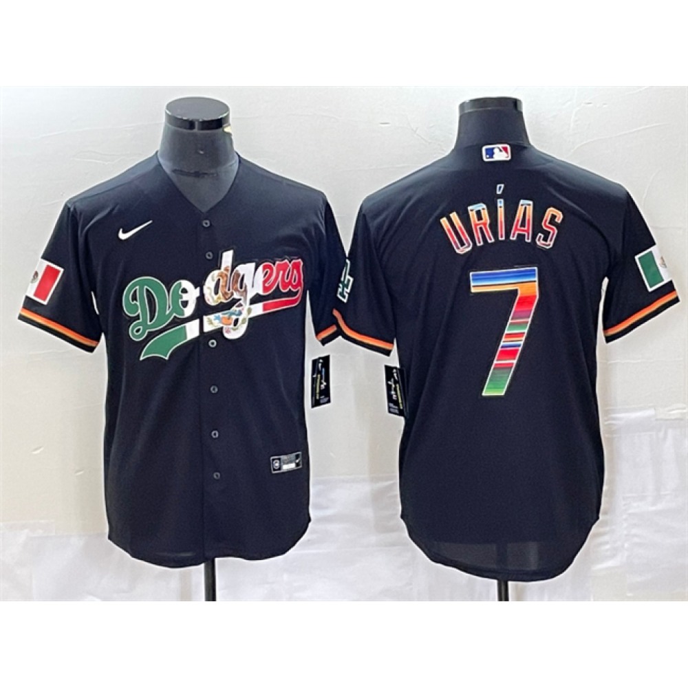 Men's Los Angeles Dodgers #7 Julio Urias Black Mexico Cool Base Stitched Jersey 1