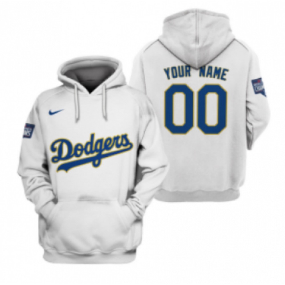Men's Los Angeles Dodgers ACTIVE Player Custom 2021 White Pullover Hoodie 1