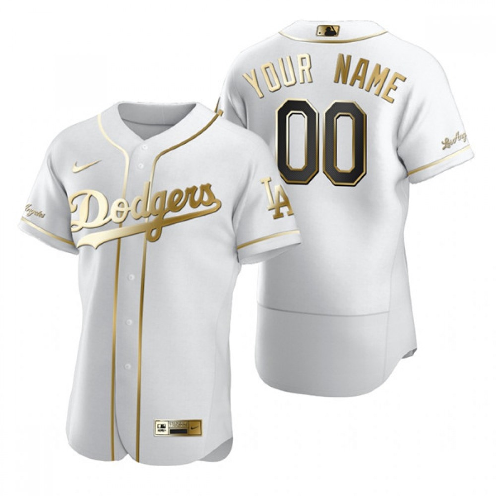 Men's Los Angeles Dodgers ACTIVE Player White Golden Edition Flex Base Sttiched MLB Jersey 1