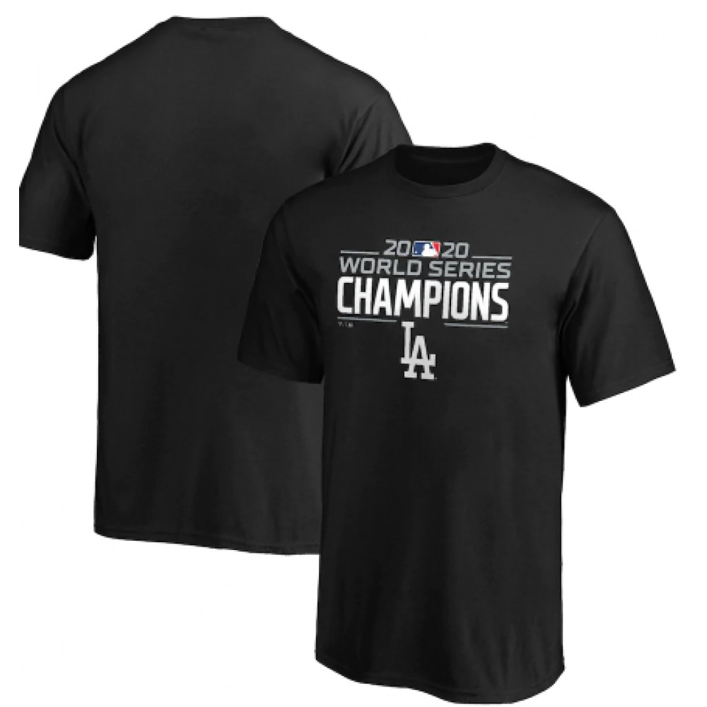 Men's Los Angeles Dodgers Black 2020 World Series Champions Logo T-Shirt 1