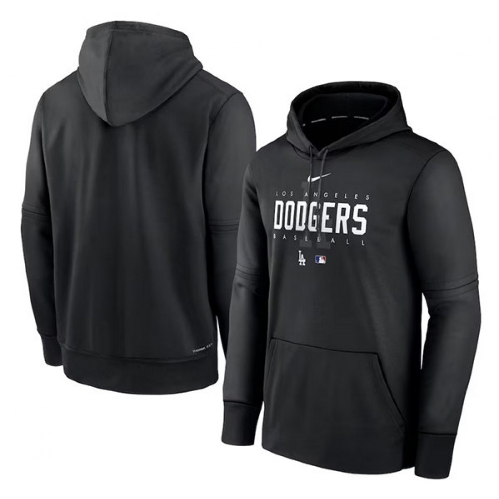 Men's Los Angeles Dodgers Black Performance Pullover Hoodie 1