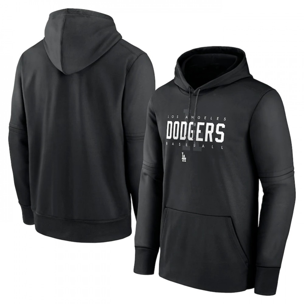 Men's Los Angeles Dodgers Black Pregame Performance Pullover Hoodie 1