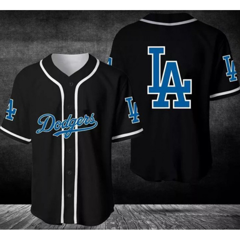 Men's Los Angeles Dodgers Black Stitched Jersey 1