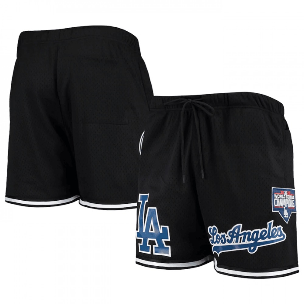 Men's Los Angeles Dodgers Black Team Logo Mesh Shorts 1