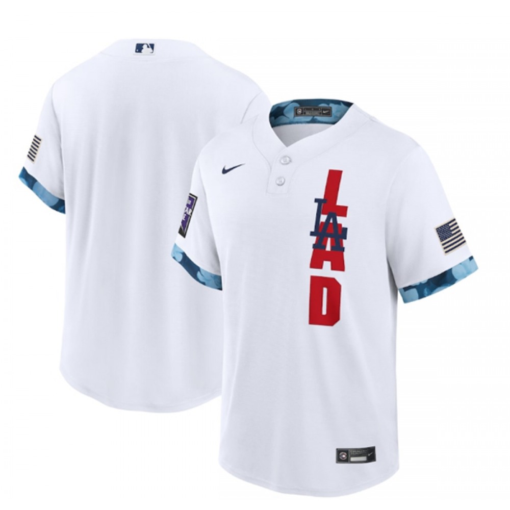 Men's Los Angeles Dodgers Blank 2021 White All-Star Cool Base Stitched MLB Jersey 1