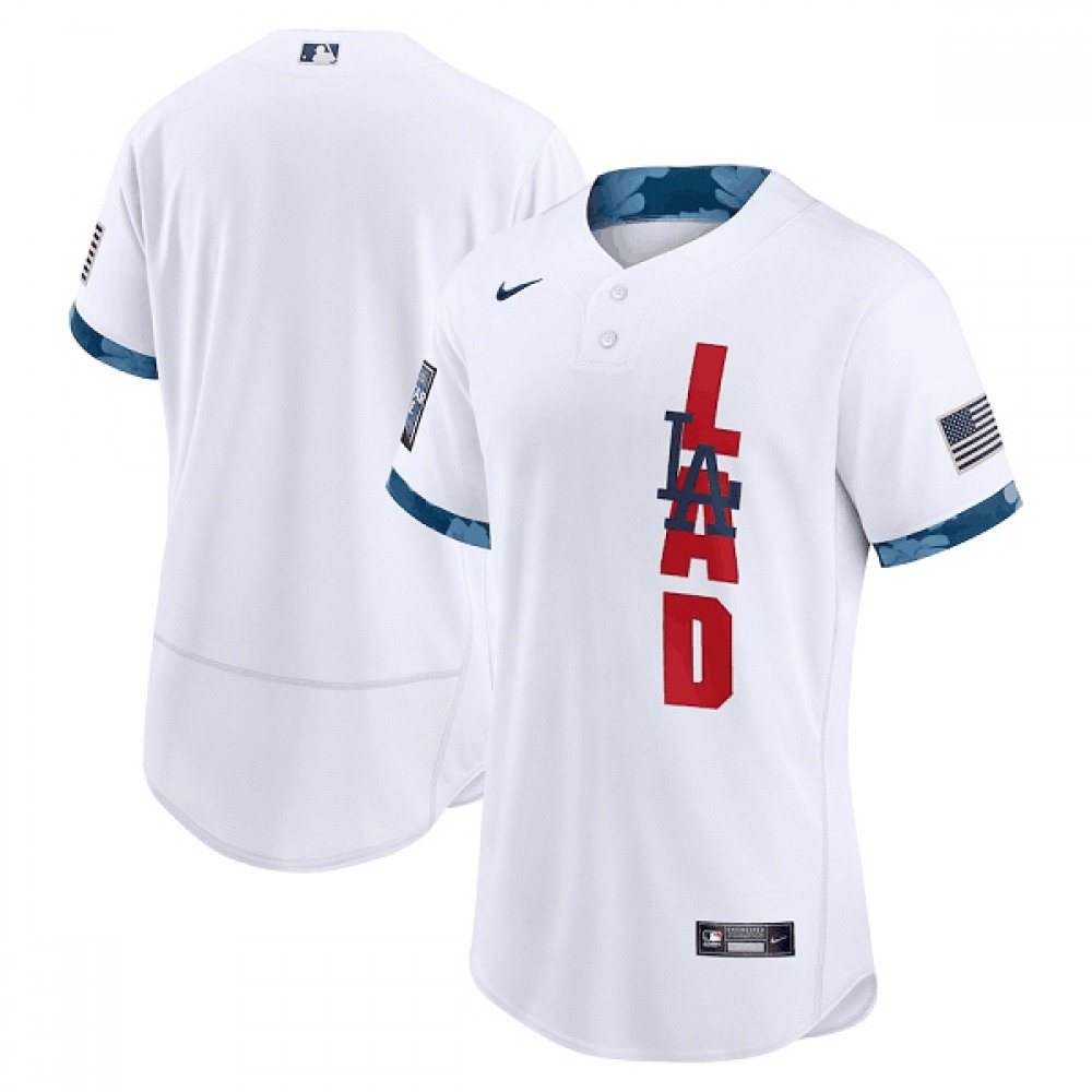 Men's Los Angeles Dodgers Blank 2021 White All-Star Flex Base Stitched MLB Jersey 1