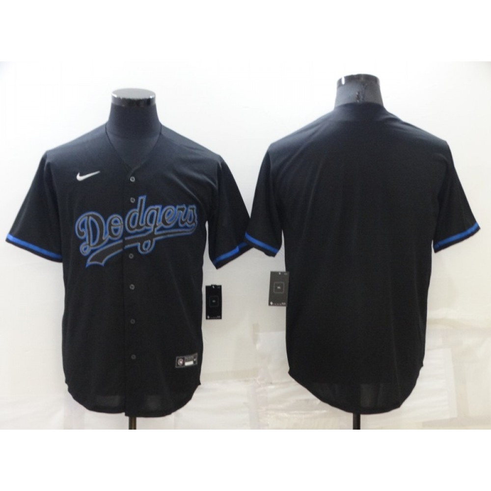 Men's Los Angeles Dodgers Blank Black Cool Base Stitched Baseball Jersey 1