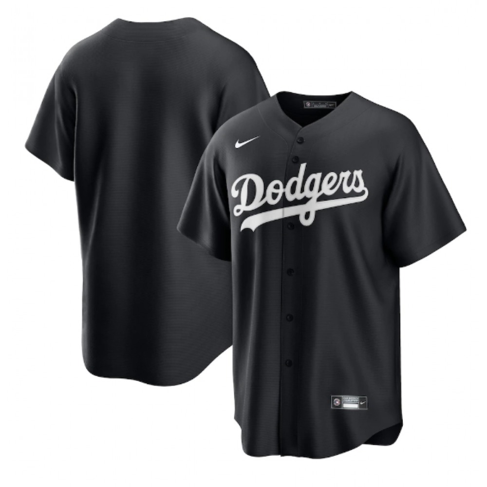 Men's Los Angeles Dodgers Blank Black Cool Base Stitched Baseball Jersey 1