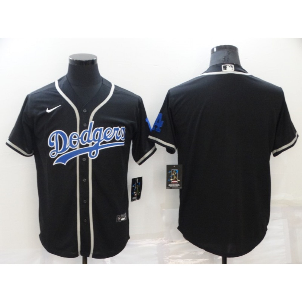 Men's Los Angeles Dodgers Blank Black Cool Base Stitched Baseball Jersey 1