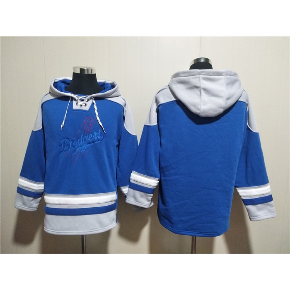 Men's Los Angeles Dodgers Blank Blue Ageless Must-Have Lace-Up Pullover Hoodie 1