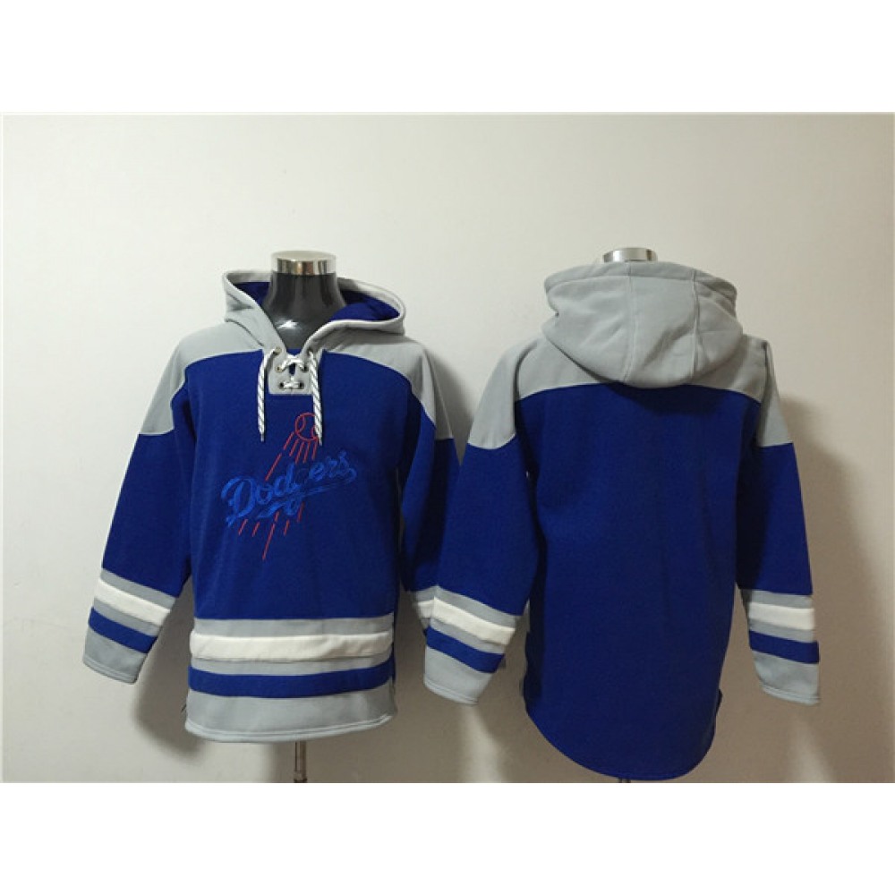 Men's Los Angeles Dodgers Blank Blue Ageless Must-Have Lace-Up Pullover Hoodie 1