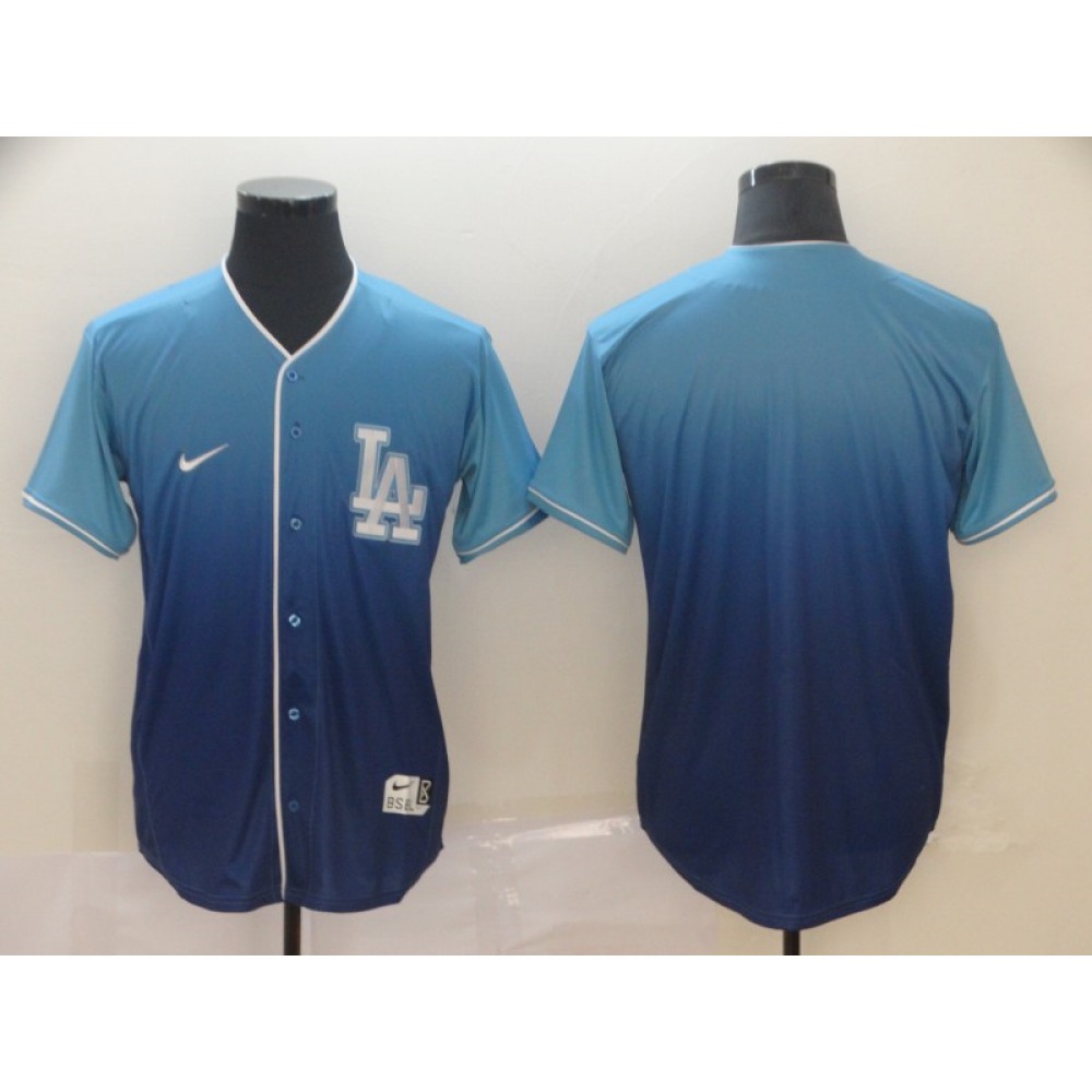 Men's Los Angeles Dodgers Blank Blue Fade Cooperstown Collection Legend Stitched MLB Jersey 1
