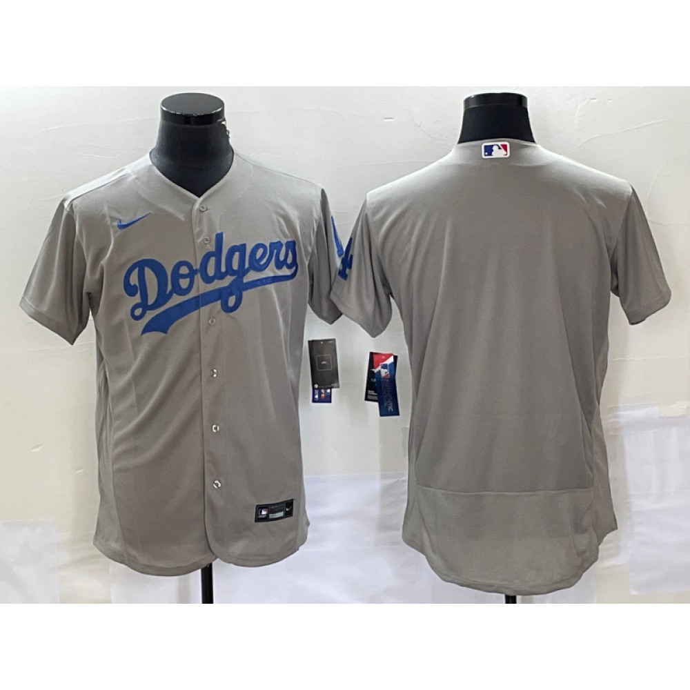 Men's Los Angeles Dodgers Blank Grey Flex Base Stitched Baseball Jersey 1