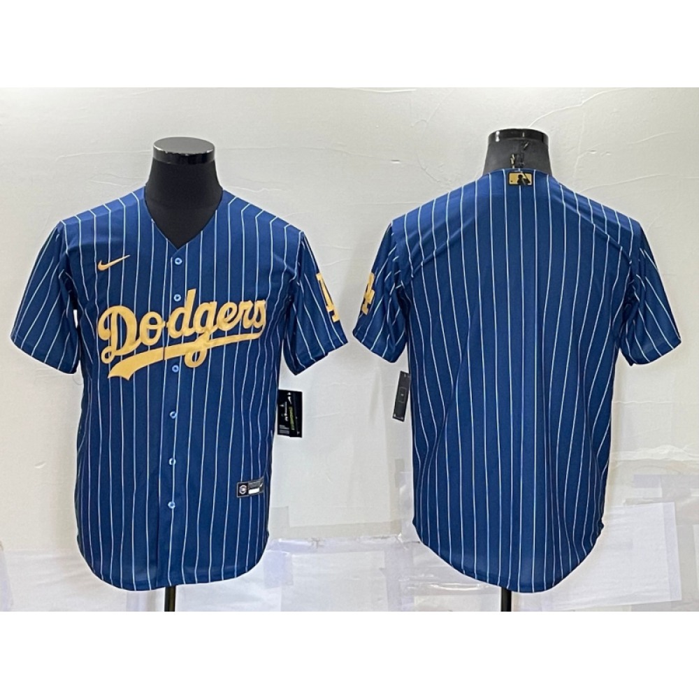 Men's Los Angeles Dodgers Blank Navy/Gold Cool Base Stitched Baseball Jersey 1
