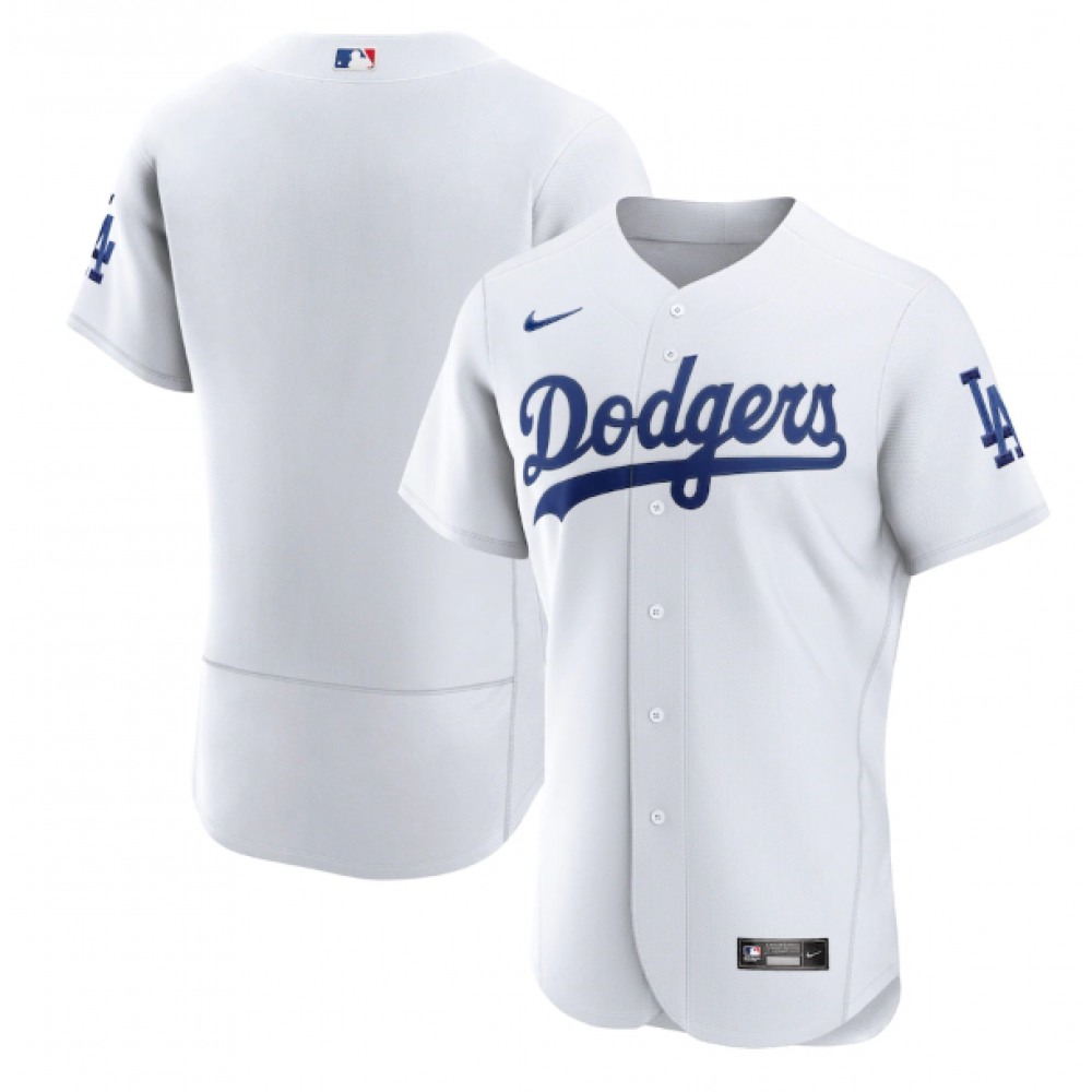Men's Los Angeles Dodgers Blank White Flex Base Sttiched Jersey 1