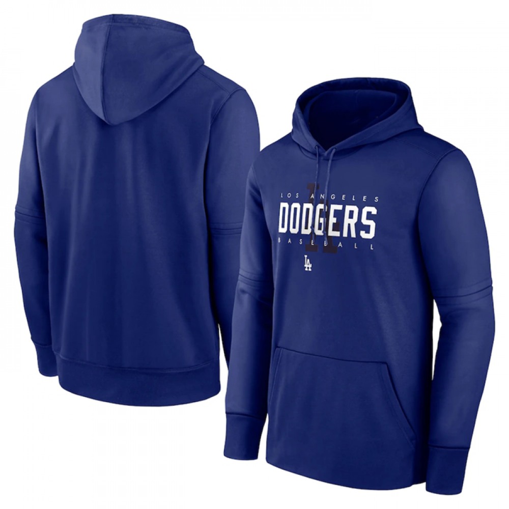 Men's Los Angeles Dodgers Blue Pregame Performance Pullover Hoodie 1