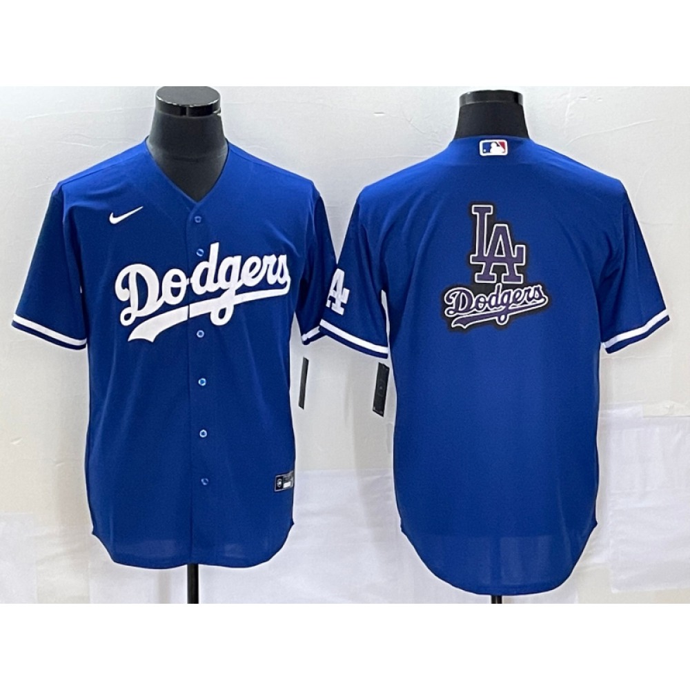 Men's Los Angeles Dodgers Blue Team Big Logo Cool Base Stitched Baseball Jersey 1