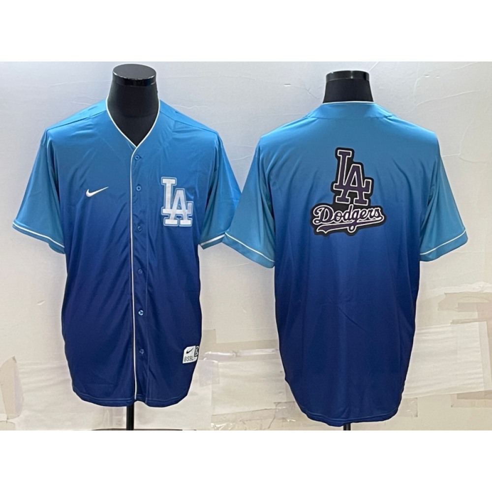 Men's Los Angeles Dodgers Blue Team Big Logo Cool Base Stitched Baseball Jersey 1