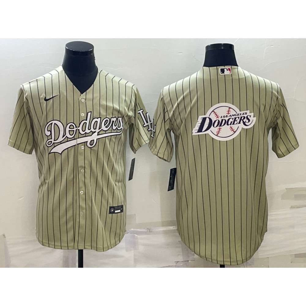 Men's Los Angeles Dodgers Cream Team Big Logo Cool Base Stitched Baseball Jersey 1