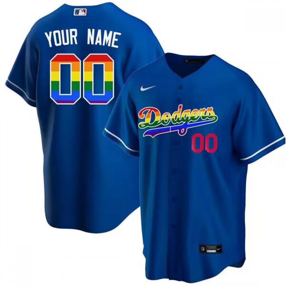 Men's Los Angeles Dodgers Customized Blue Cool Base Stitched Baseball Jersey 1