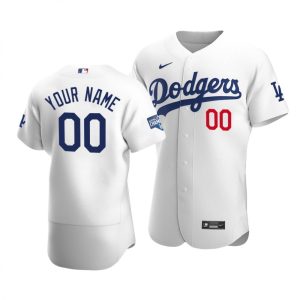 Men's Los Angeles Dodgers Customized White 2020 World Series Champions Home Patch Flex Base Stitched Jersey