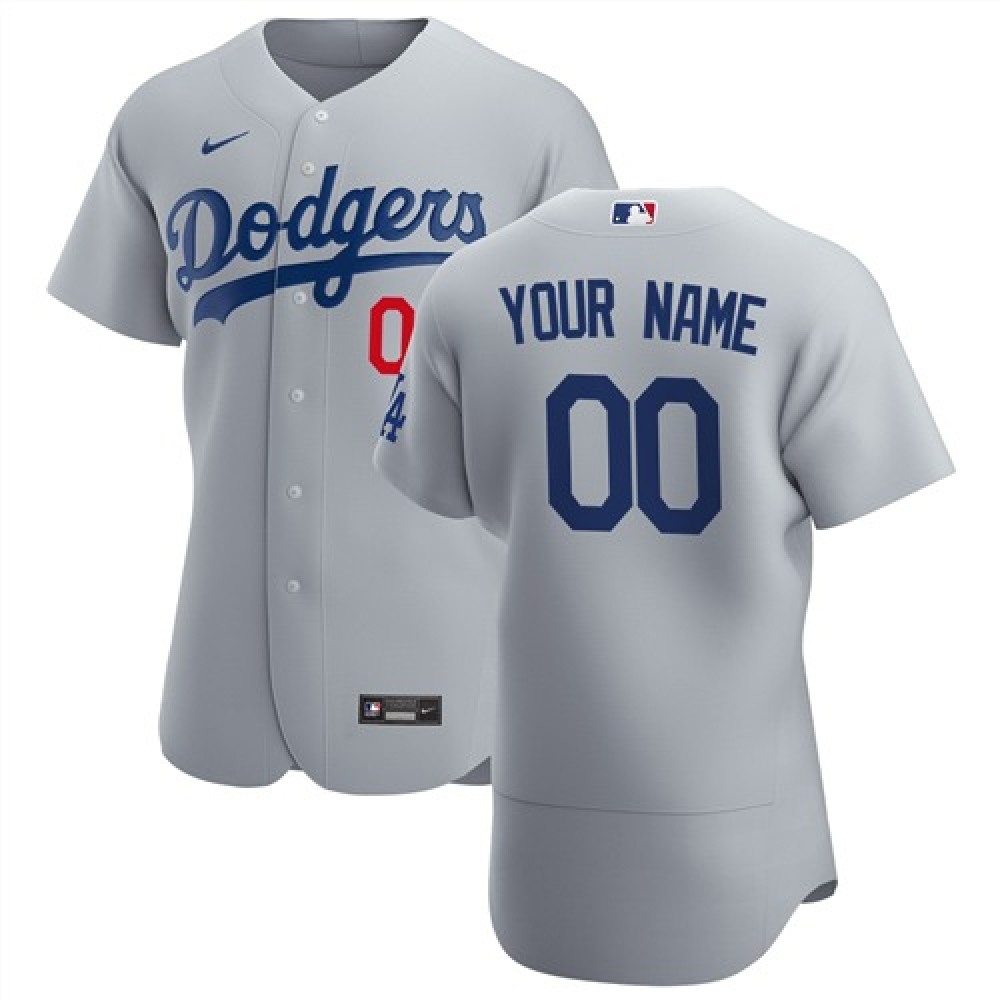 Men's Los Angeles Dodgers Grey Customized Stitched MLB Jersey 1