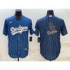 Men's Los Angeles Dodgers Navy Team Big Logo Cool Base Stitched Baseball Jersey