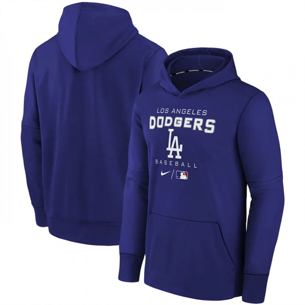 Men's Los Angeles Dodgers Royal 2022 Therma Performance Pullover Hoodie 1