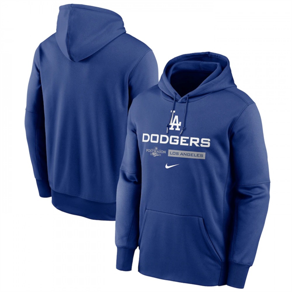 Men's Los Angeles Dodgers Royal 2022 Therma Performance Pullover Hoodie 1