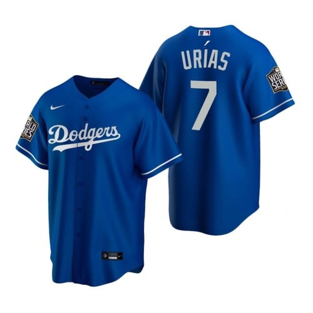Men's Los Angeles Dodgers White #7 Julio Urias Royal 2020 World Series Stitched Jersey 1