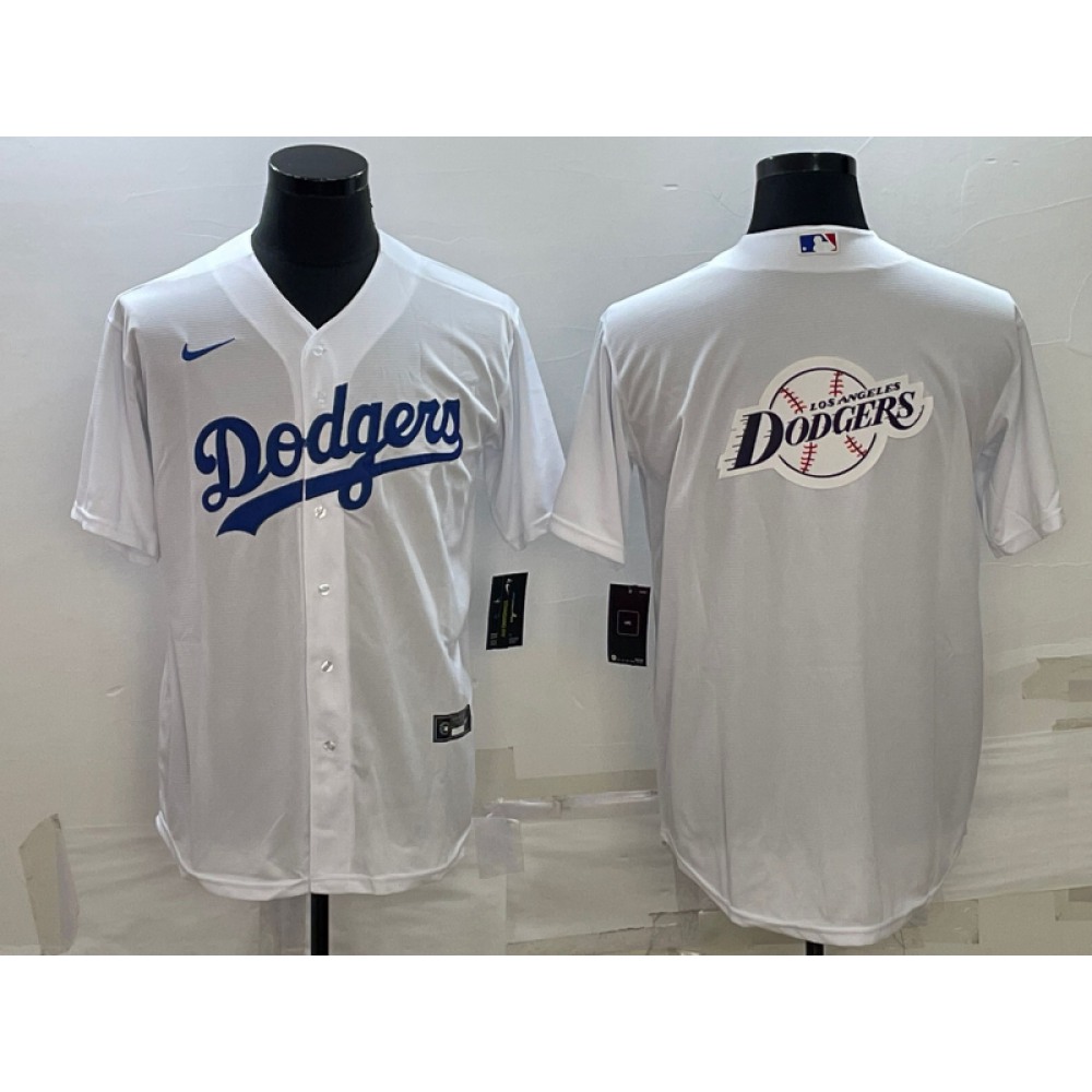 Men's Los Angeles Dodgers White Team Big Logo Cool Base Stitched Baseball Jersey 1