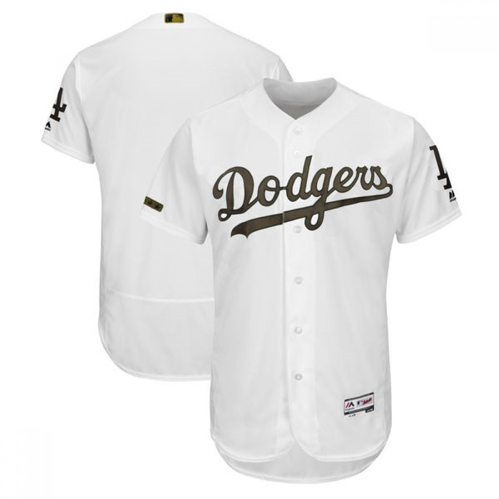 Men's Los Angeles Dodgers Blank White 2018 Memorial Day Flexbase Stitched MLB Jersey 1