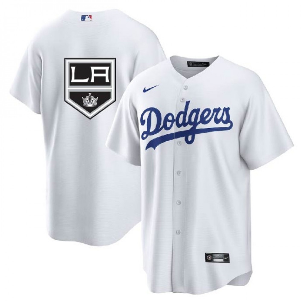 Men's Los Angeles Dodgers & Kings White Cool Base Stitched Jersey 1