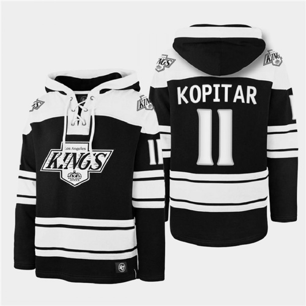 Men's Los Angeles Kings #11 Anze Kopitar Black Ageless Must-Have Lace-Up Pullover Hoodie 1
