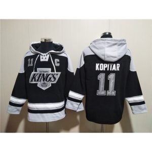 Men's Los Angeles Kings #11 Anze Kopitar Black Ageless Must-Have Lace-Up Pullover Hoodie
