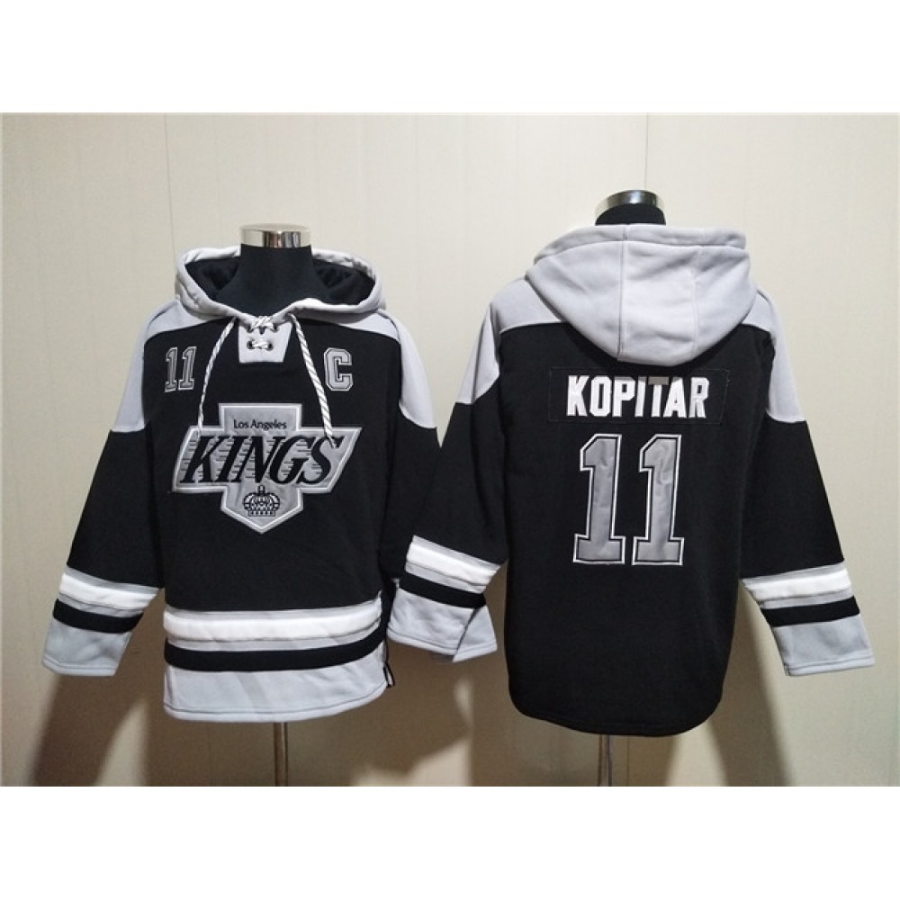 Men's Los Angeles Kings #11 Anze Kopitar Black Ageless Must-Have Lace-Up Pullover Hoodie 1