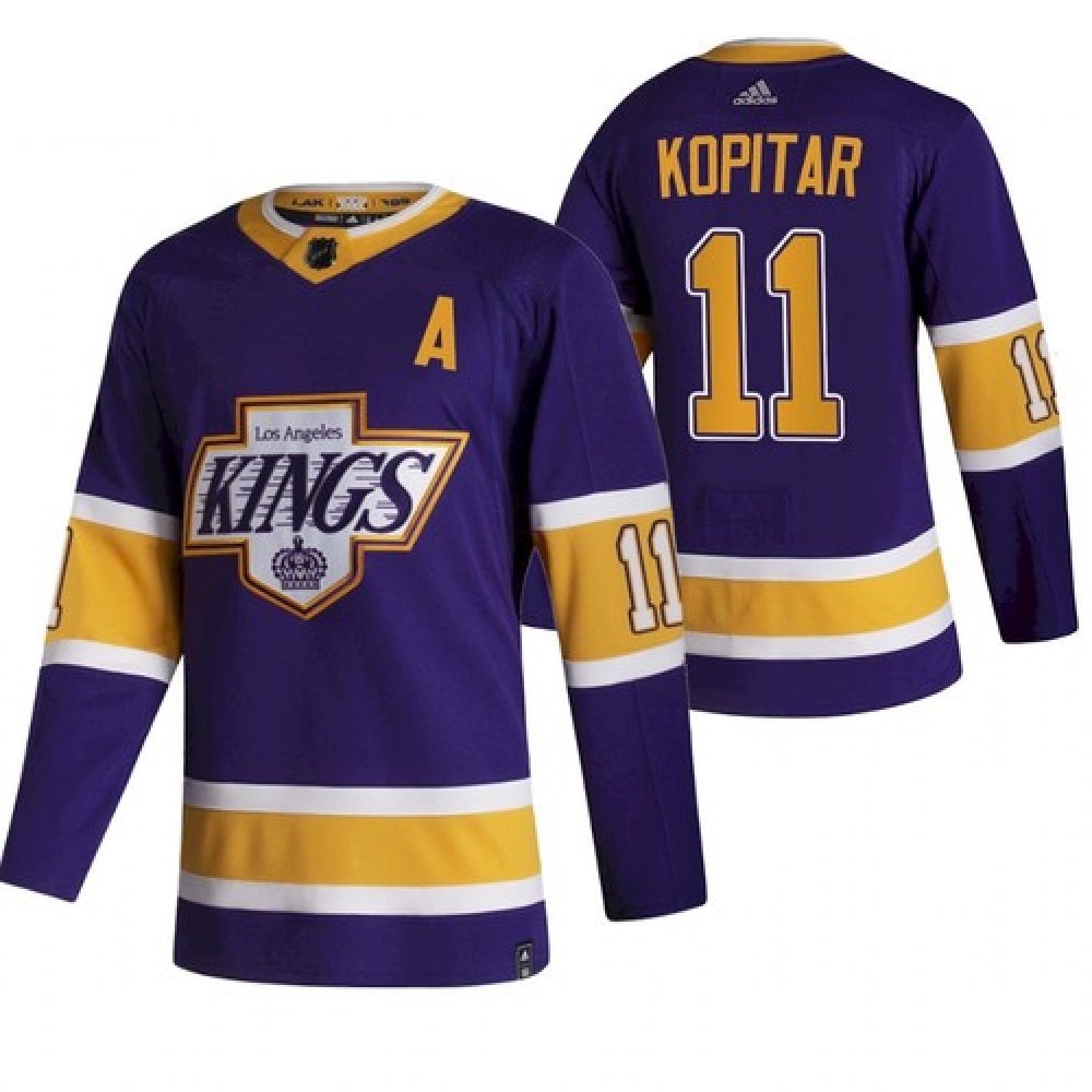 Men's Los Angeles Kings #11 Anze Kopitar Purple 2020-21 Reverse Retro Stitched Jersey 1