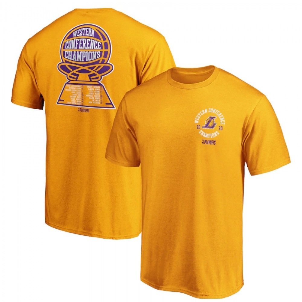 Men's Los Angeles Lakers 2020 Gold Western Conference Champions Deliver Roster T-ShirtWestern Conference Champions Deliver Roster T-Shirt 1