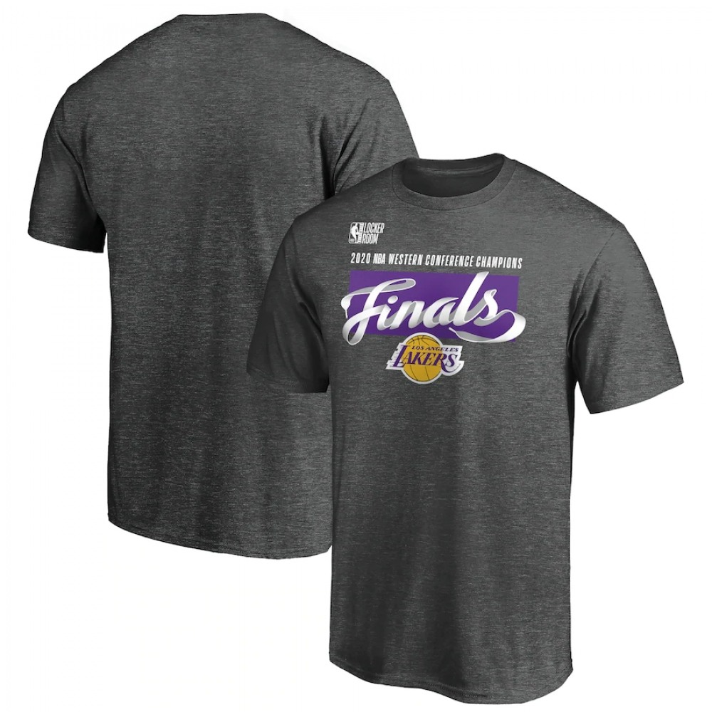 Men's Los Angeles Lakers 2020 Heather Charcoal Western Conference Champions Locker Room T-Shirt 1