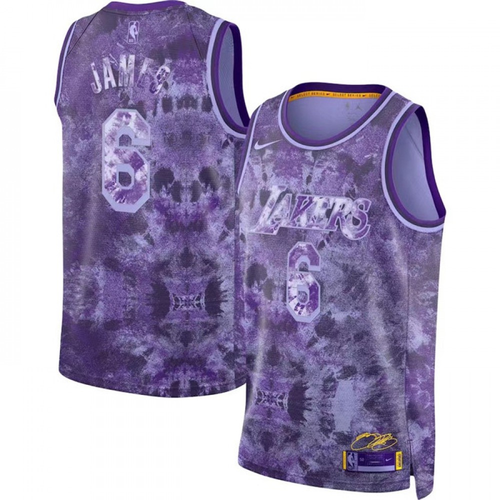 Men's Los Angeles Lakers #6 LeBron James Purple Select Series Stitched Basketball Jersey 1