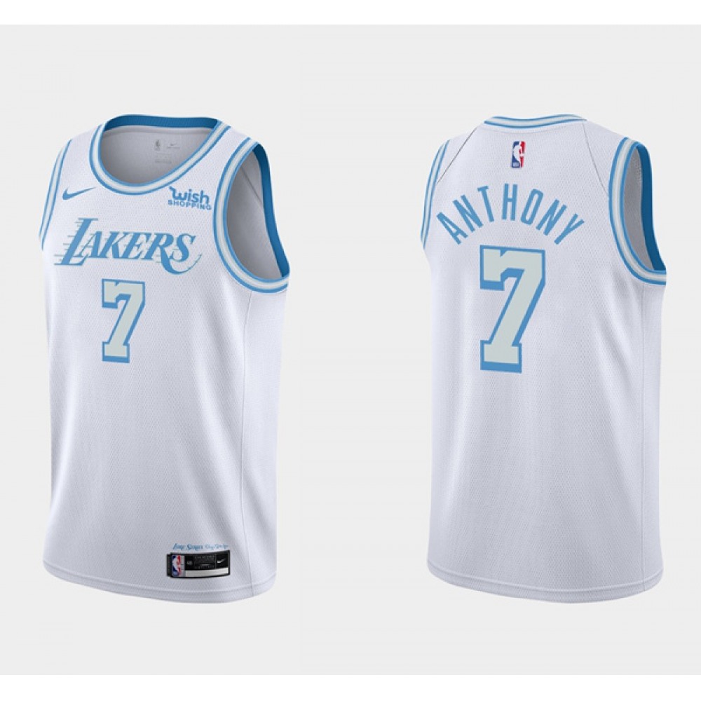Men's Los Angeles Lakers #7 Carmelo Anthony White City Edition Stitched Basketball Jersey 1