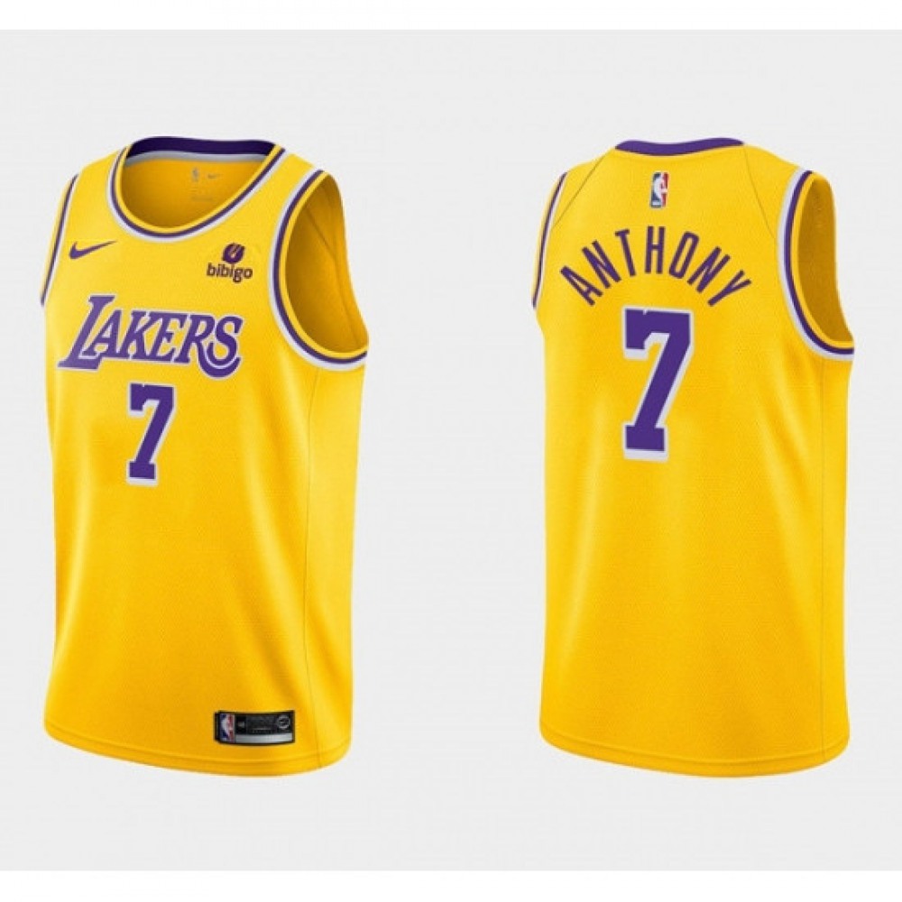 Men's Los Angeles Lakers #7 Carmelo Anthony "bibigo" Yellow Stitched Basketball Jersey 1