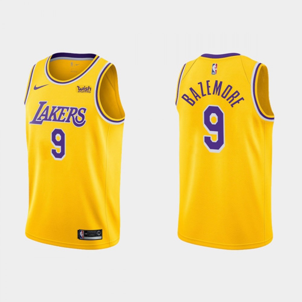 Men's Los Angeles Lakers #9 Kent Bazemore Yellow Stitched Basketball Jersey 1