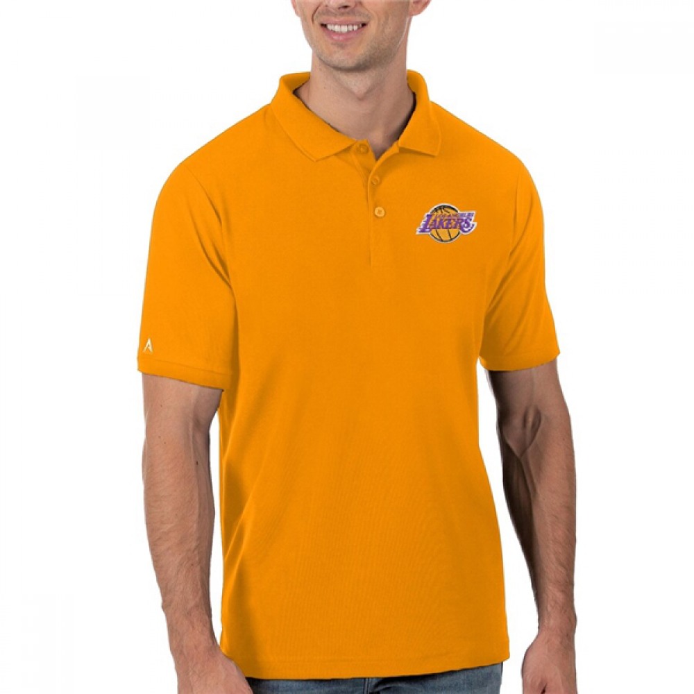 Men's Los Angeles Lakers Antigua Gold Legacy Pique Polo 1
