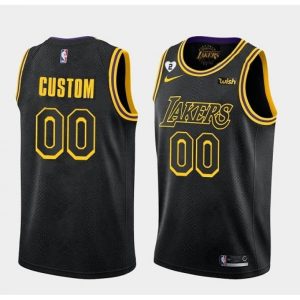 Men's Los Angeles Lakers Black With Gigi Patch Custom Jersey